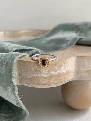 Etruscean Sienna Diamond Sterling Silver & 22k Yellow Gold Stack Ring