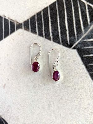 Heart Chakra Ruby Silver Earrings