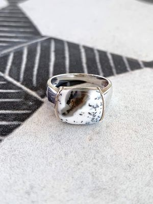 Calming Dendritic Agate Silver Ring