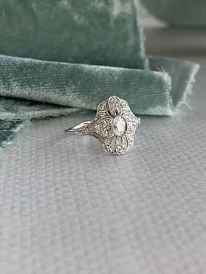 Beatrice 14k White Gold Diamond Vintage-inspired Engagement Ring