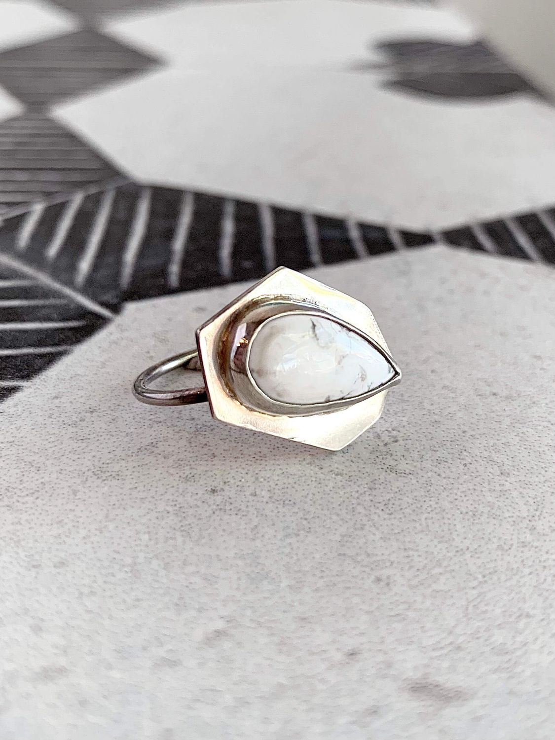 Protective Howlite Silver Ring