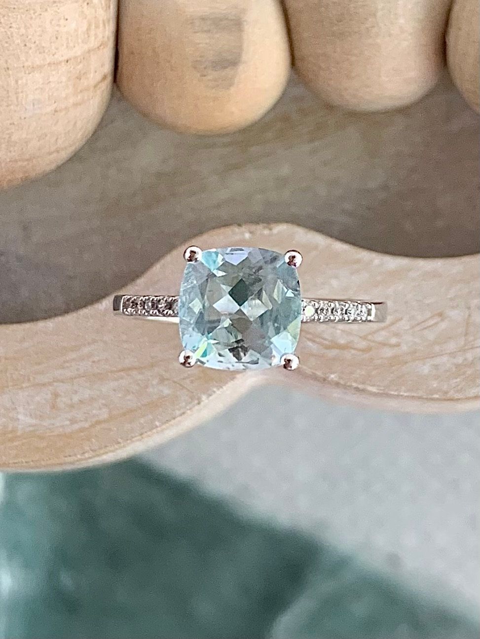 Thalassa Aquamarine Diamond 14k White Gold Ring
