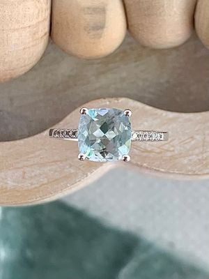 Thalassa Aquamarine Diamond 14k White Gold Ring