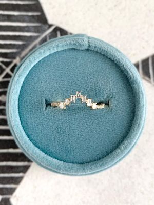 Stacked Diamond Baguette Contour 14k Yellow Gold Band