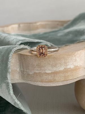 Etruscean Tawny Diamond Sterling Silver & 22k Yellow Gold Stack Ring