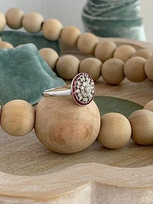 Leroux Ruby & Diamond Platinum Engagement Ring