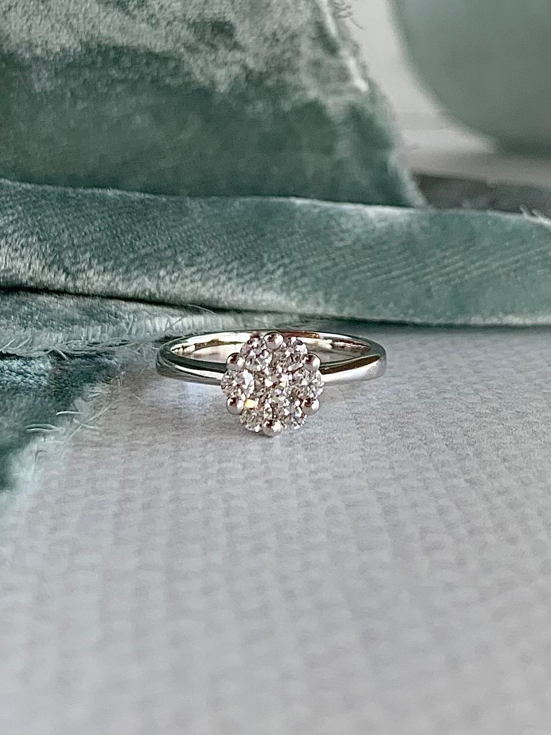Elodie Illusion Set Diamond 18k White Engagement Ring
