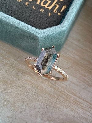 Cleo Salt & Pepper Hexagon 1.94ct Diamond 14k Rose Gold Engagement Ring