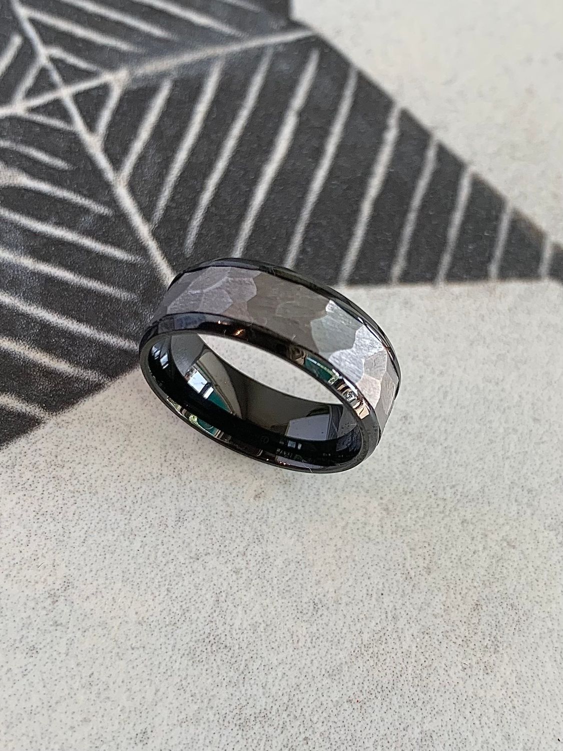 8mm tantalum black stainless steel mens wedding band
