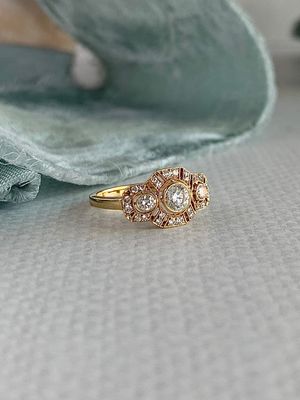 Sicily Vintage Inspired Diamond 18k Yellow Gold Engagement Ring