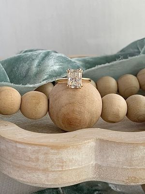 Anya Radiant Cut Moissanite 8X6mm 14k Yellow Gold Solitaire Engagement Ring