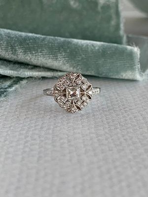 Adelia Vintage Inspired Diamond 18k Platinum Engagement Ring