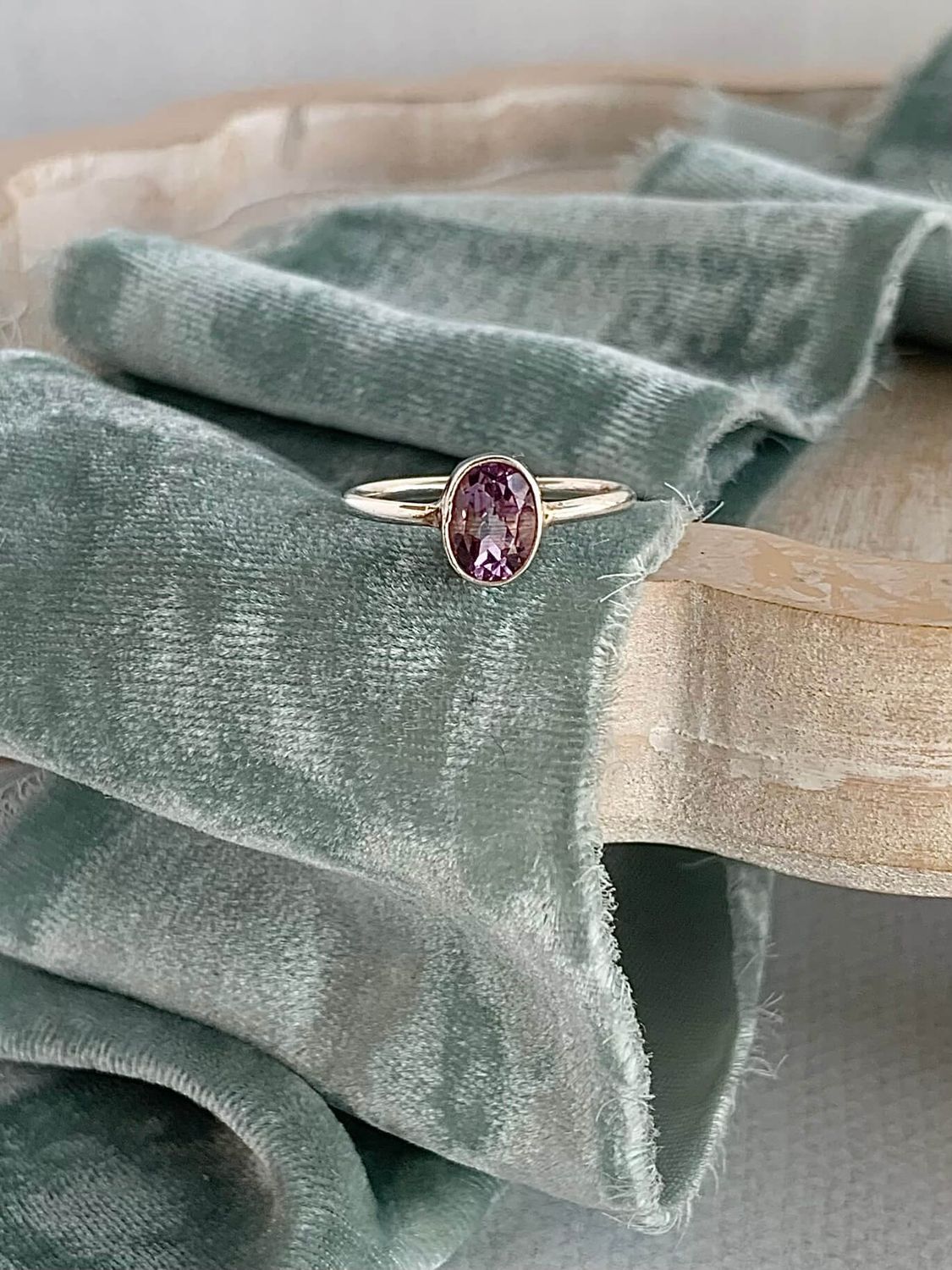 Crown Chakra Amethyst Silver Ring