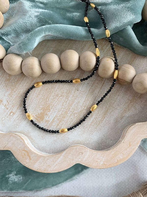 Black Spinel Gold Vermeil Strand