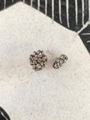 Diamond Baguette Dark Rhodium Silver Studs
