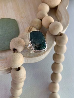 Protective Moss Agate Silver Ring