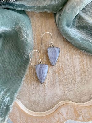 Calm Blue Lace Agate Silver Earrings