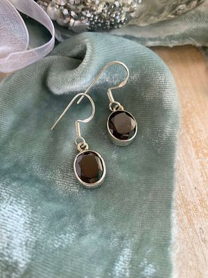 Dark Garnet Silver Earrings