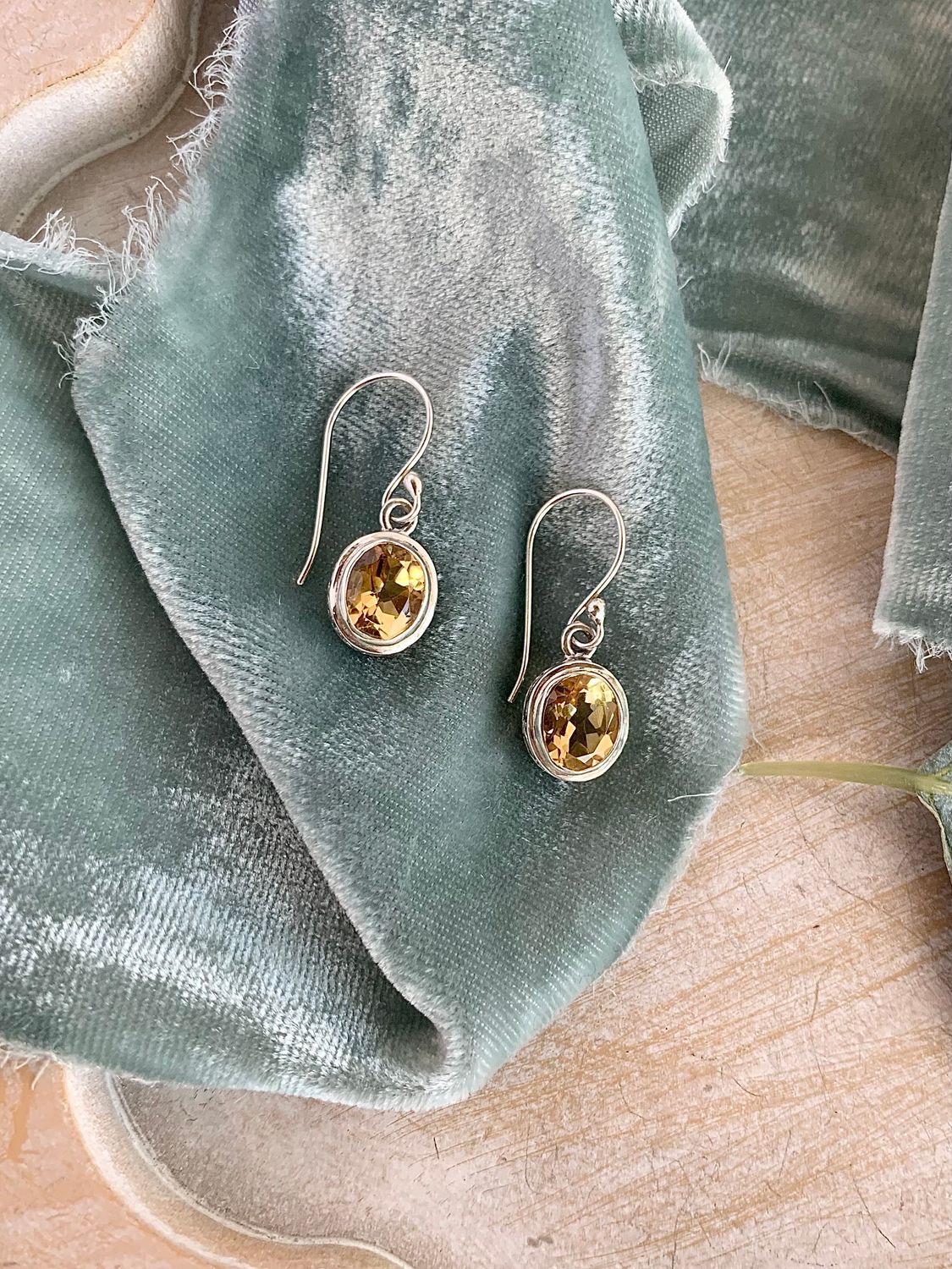 Confident Citrine Silver Earrings