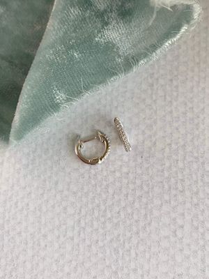 Dainty Diamond 14k White Gold Huggie Earrings