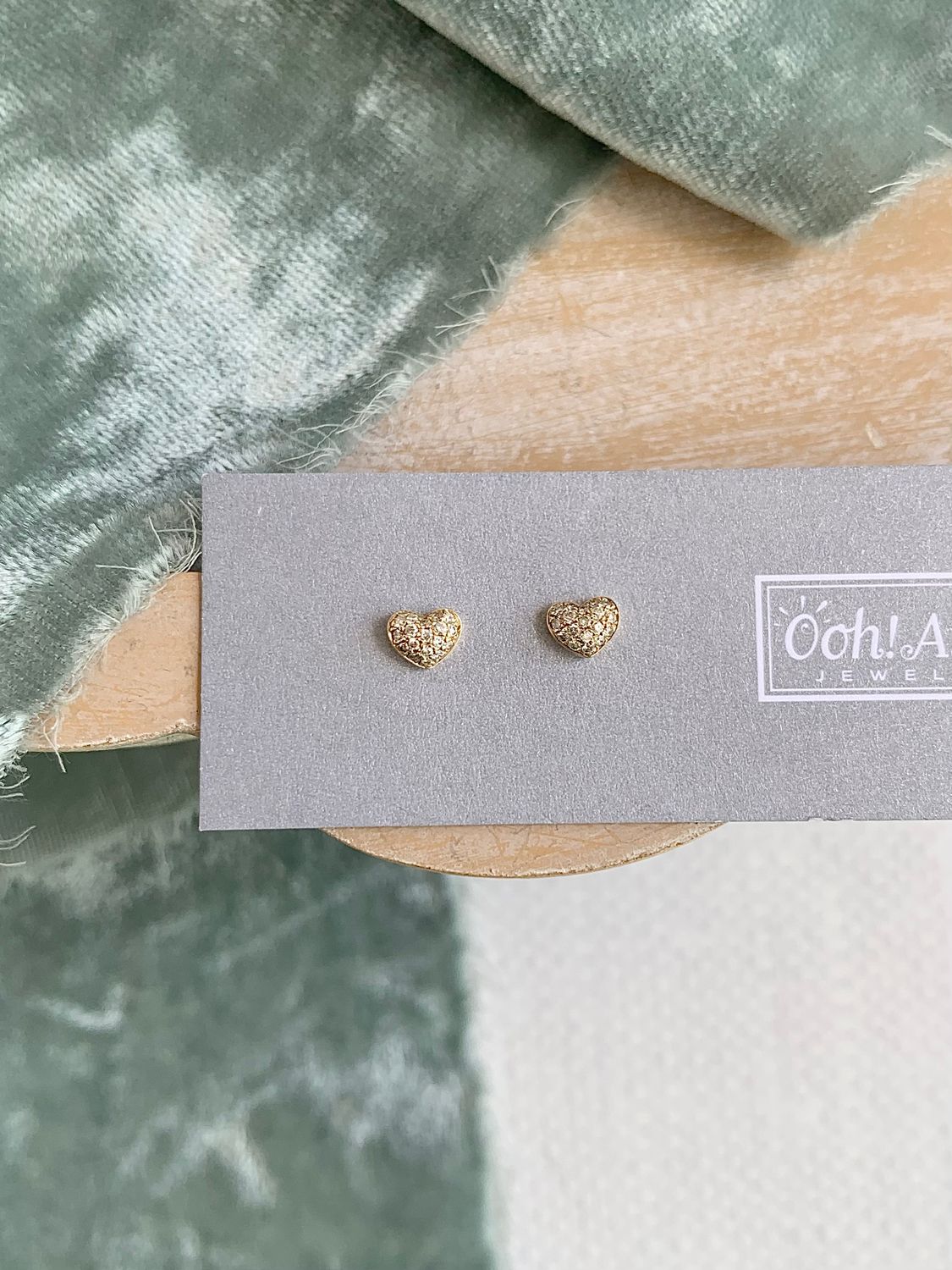 My Sweetheart Pave Diamond 14k Yellow Gold Stud Earrings