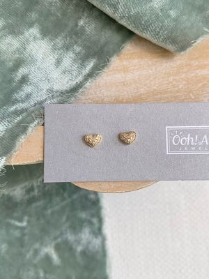 My Sweetheart Pave Diamond 14k Yellow Gold Stud Earrings