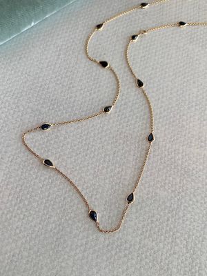 Rich Sapphire Stations 14k Yellow Gold Necklace