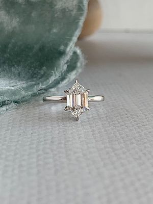 Ansel 2.28 Hexagon Lab Diamond 14k White Gold Engagement Ring