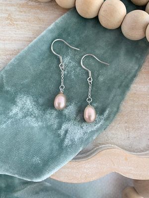 Champagne Freshwater Pearl Silver Earrings