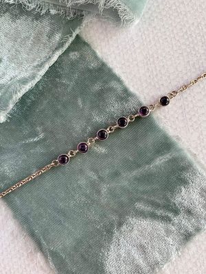 Cabachon Amethyst Silver Bracelet
