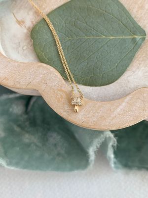 Magic Mushroom Diamond 14k Yellow Gold Necklace