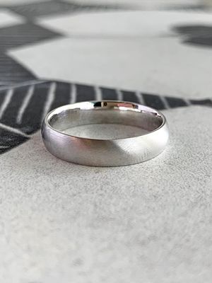 5mm Half Round Satin Finish 14k White Gold Wedding Band