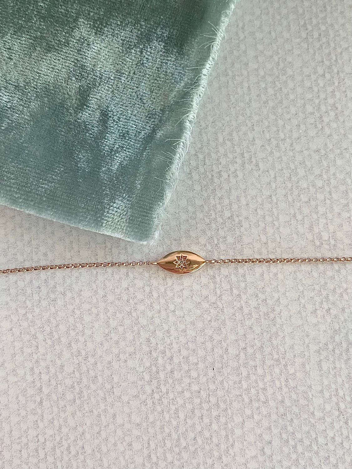 Marquis Single Diamond 14k Rose Gold Bracelet