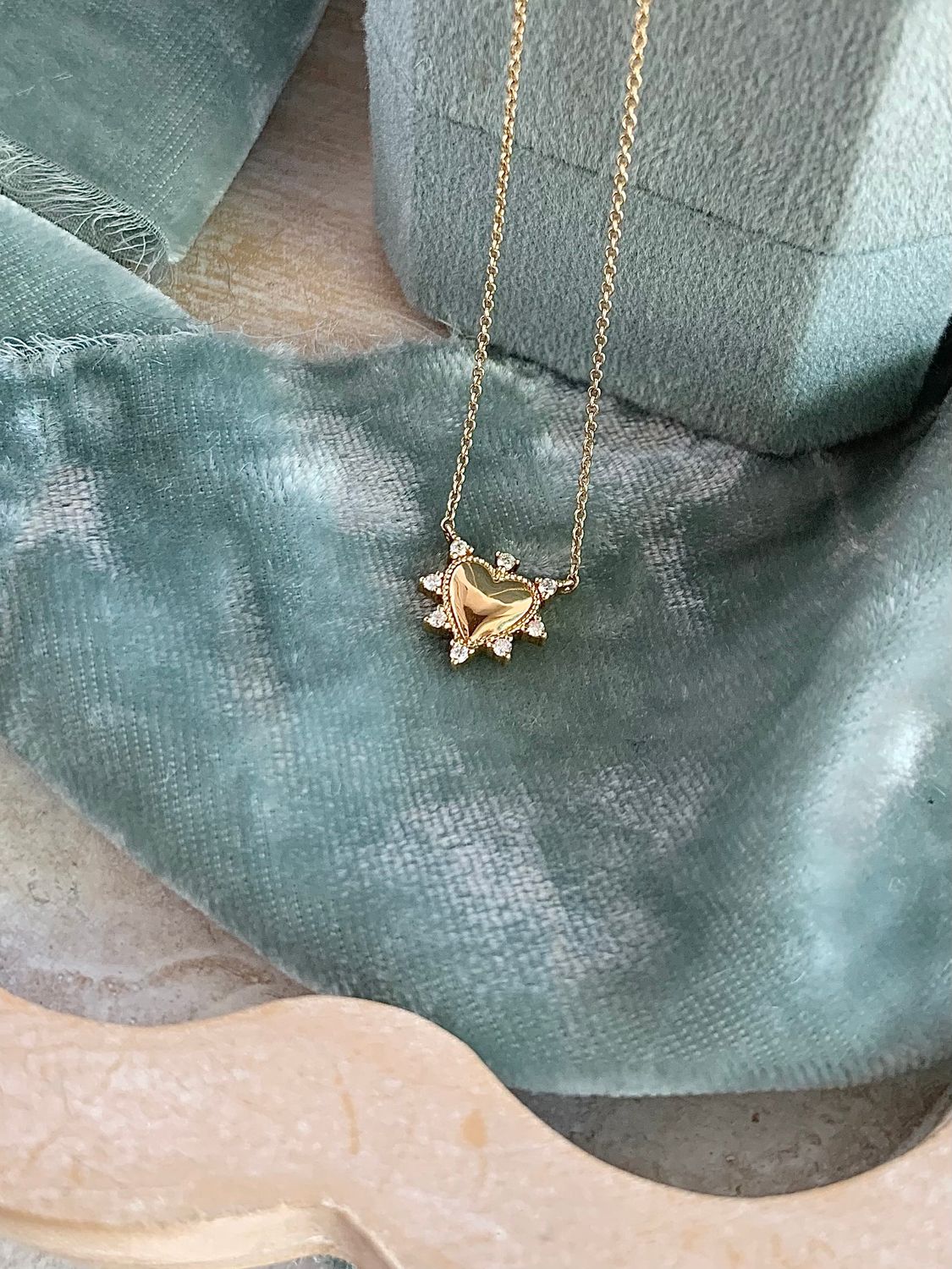 Edge of my Heart Diamond 14k Yellow Gold Necklace