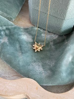 Edge of my Heart Diamond 14k Yellow Gold Necklace