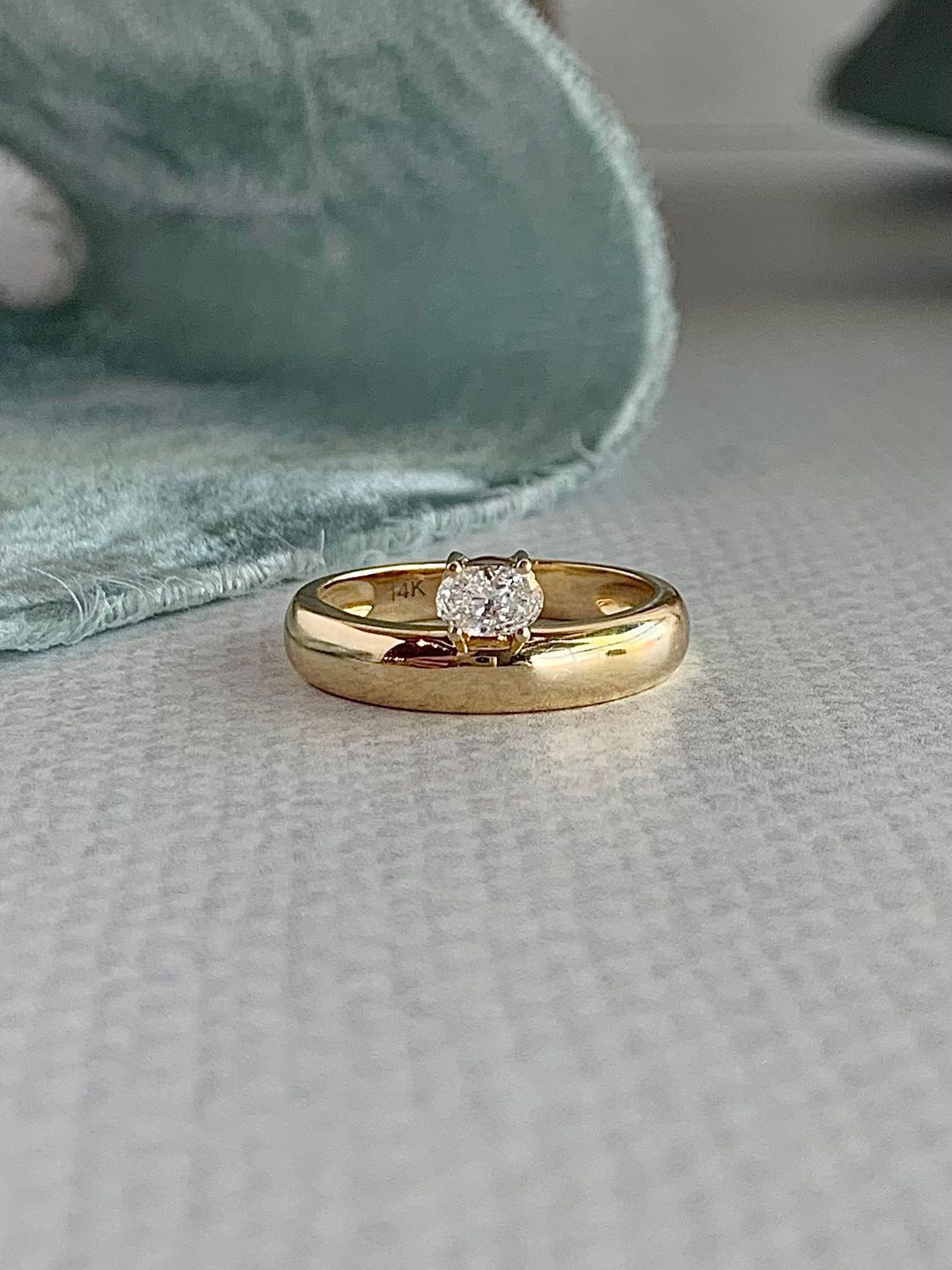 Caprice Perched Diamond Domed 14k Yellow Gold Engagement Ring