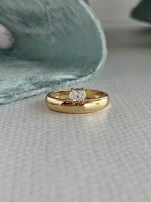 Caprice Perched Diamond Domed 14k Yellow Gold Engagement Ring