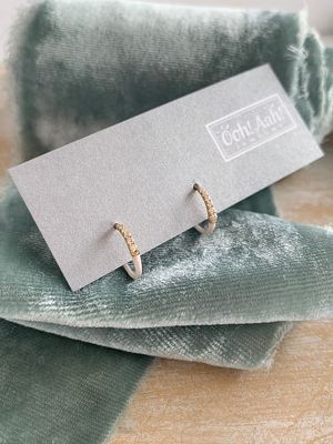 Diamond & Enamel 14k Yellow Gold Hoops
