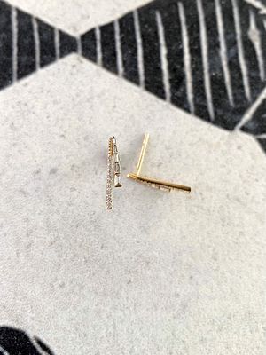 Parallel Diamond 14k Yellow Gold Earrings