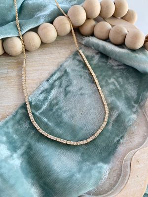 All in a Row Diamond Tennis 14k Yellow Gold Necklace