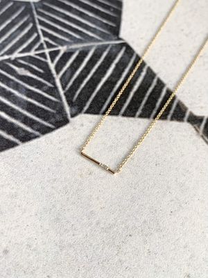 On The Line Diamond 14k Yellow Gold Bar Necklace