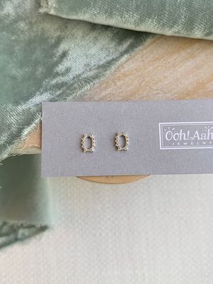 Harpy Diamond 14k White Gold Stud Earrings