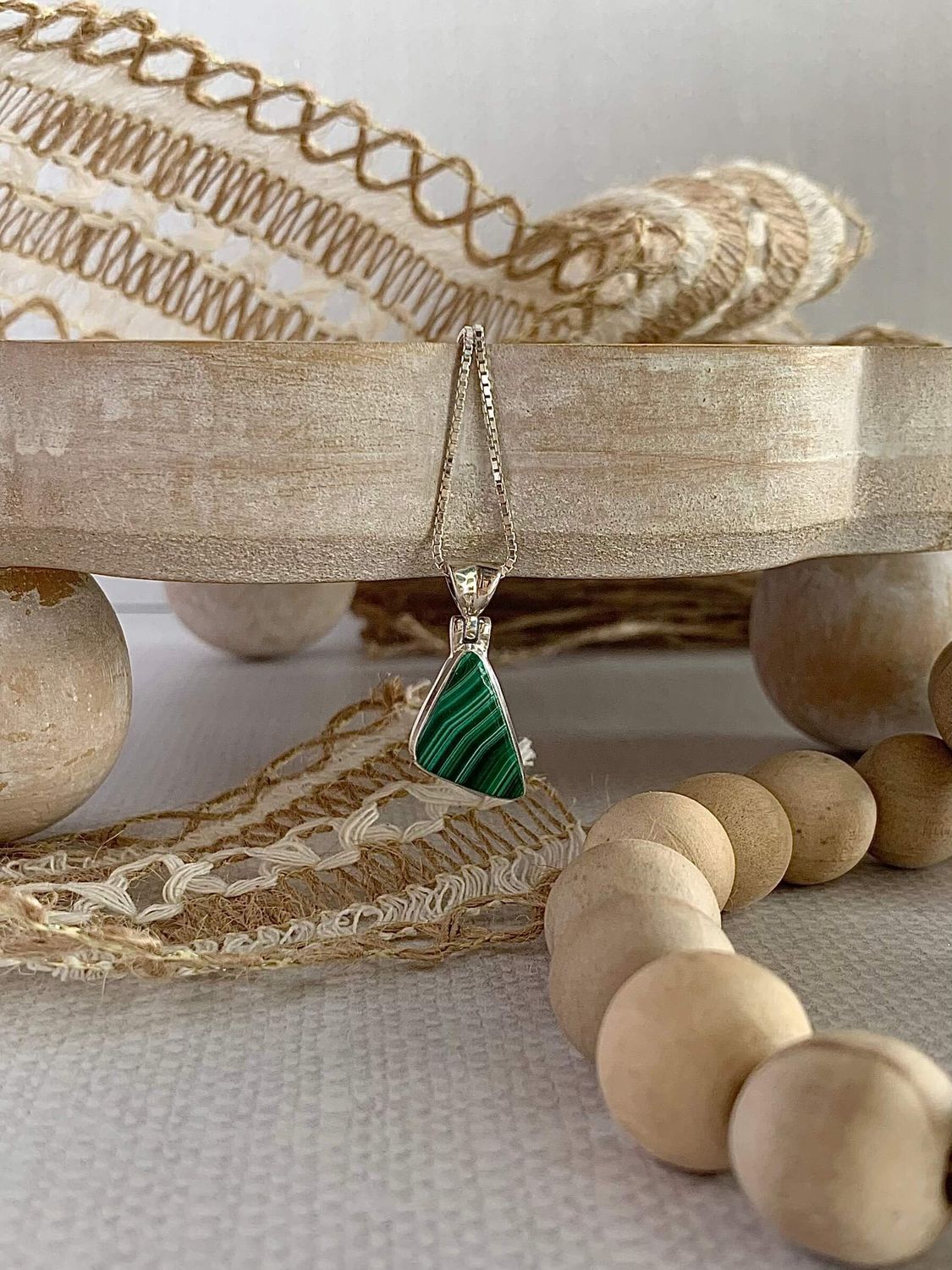 Shielding Malachite Silver Necklace