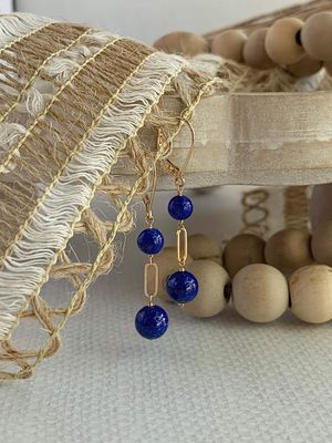 Peaceful Lapis 14k Yellow Gold Earrings