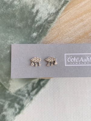 Eye With Diamond Tear Drops 14k White Gold Stud Earrings