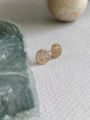 Enchanting Pave Diamond 14k Yellow Gold Studs