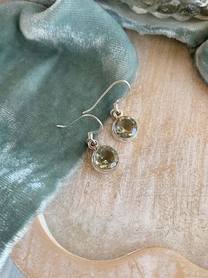 Glowing Green Amethyst Silver Earrings
