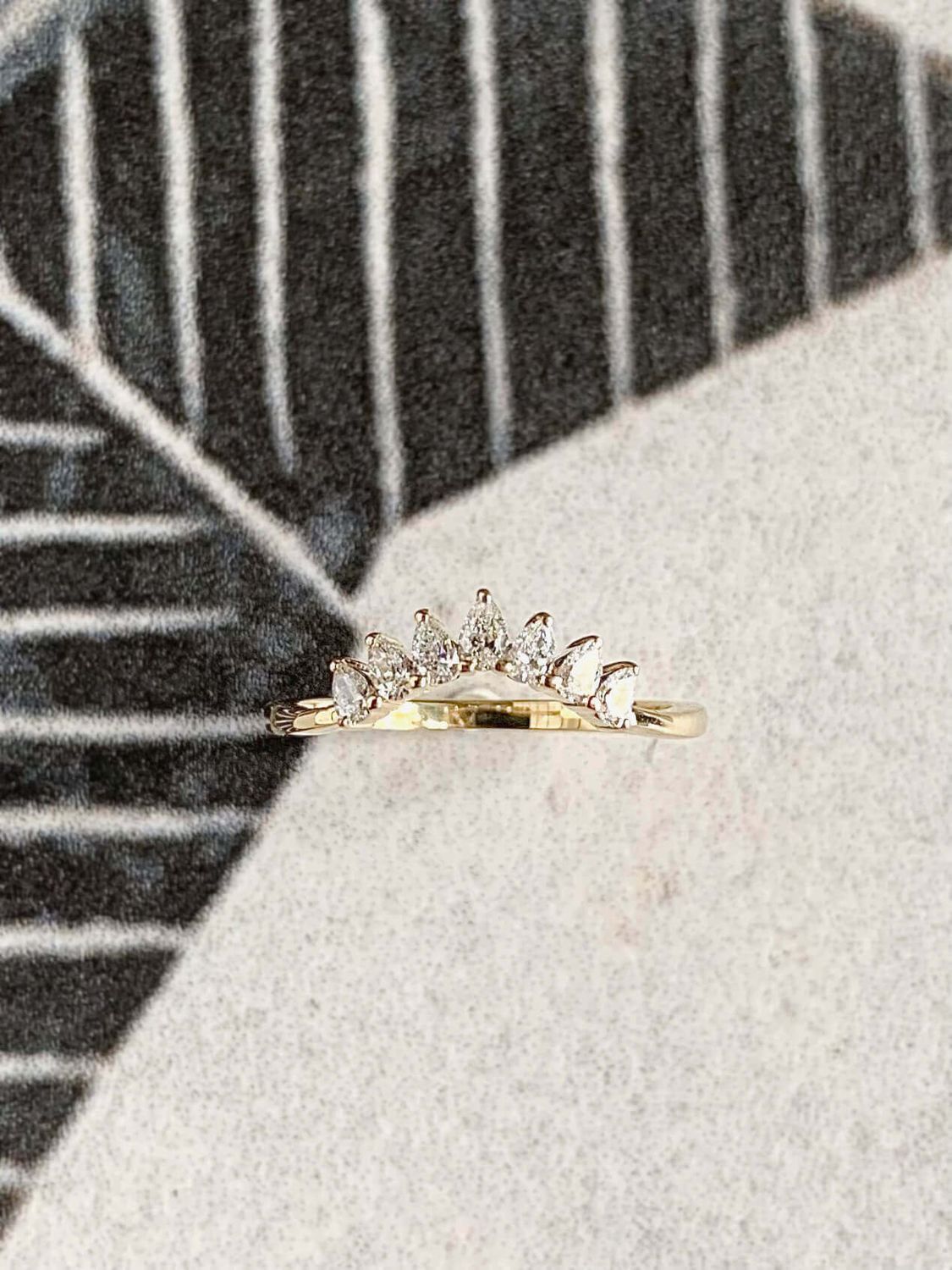 Pear Cut Diamond 14k Yellow Gold Contour Wedding Band