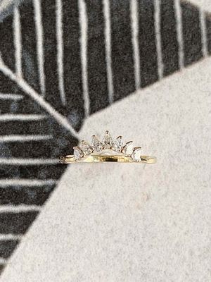 Pear Cut Diamond 14k Yellow Gold Contour Wedding Band
