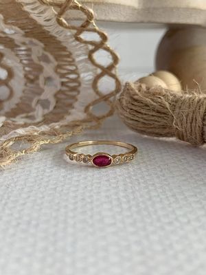 Charming Ruby Diamond 14k Yellow Gold Ring